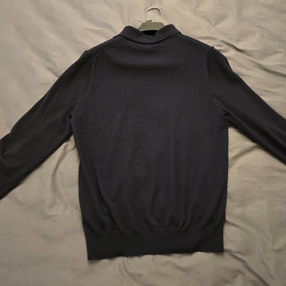 Suitsupply Merino Polo Sweater, Men's XS, Navy Merino Long Sleeve - Picture 3 of 5